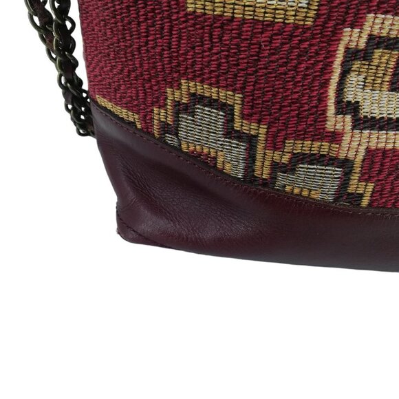 Patricia Nash Brown Leather Tapestry Purse Handbag Shoulder Zipper Pockets Chain - Picture 8 of 11